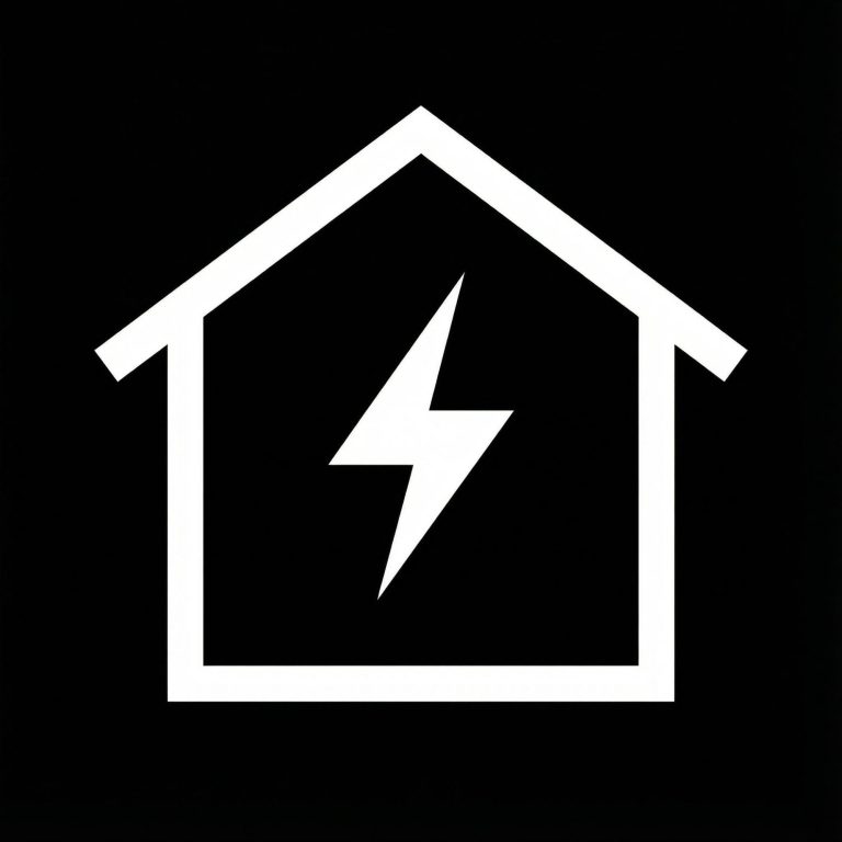 Haus-Symbol mit Blitz – Elektroinstallation für Wohn- und Gewerbe